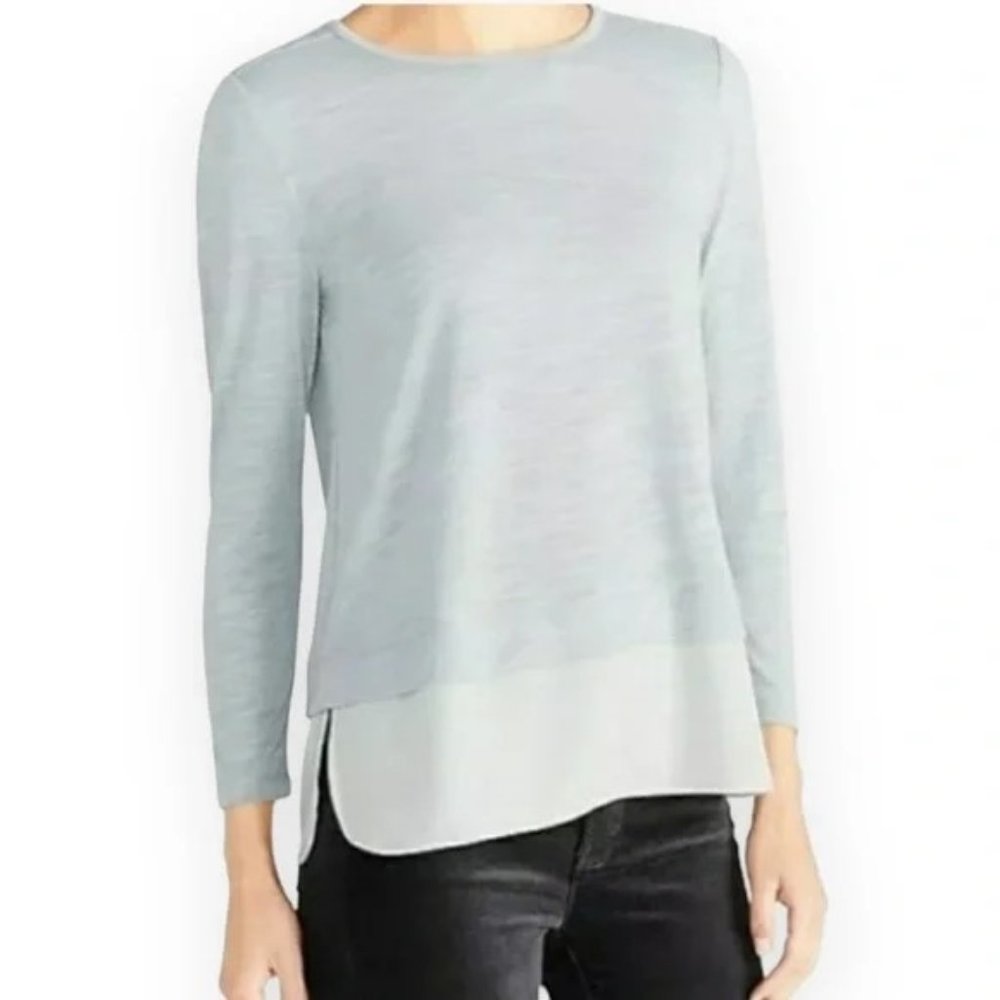 J Crew Mercantile Women's 3/4 Sleeve Crewneck Top w Silky Hem Small